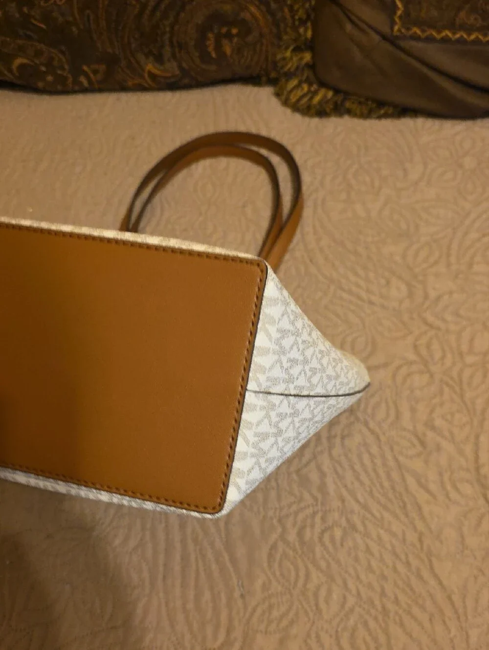 Michael Kors Vanilla Signature MK Tote with Acorn Trim